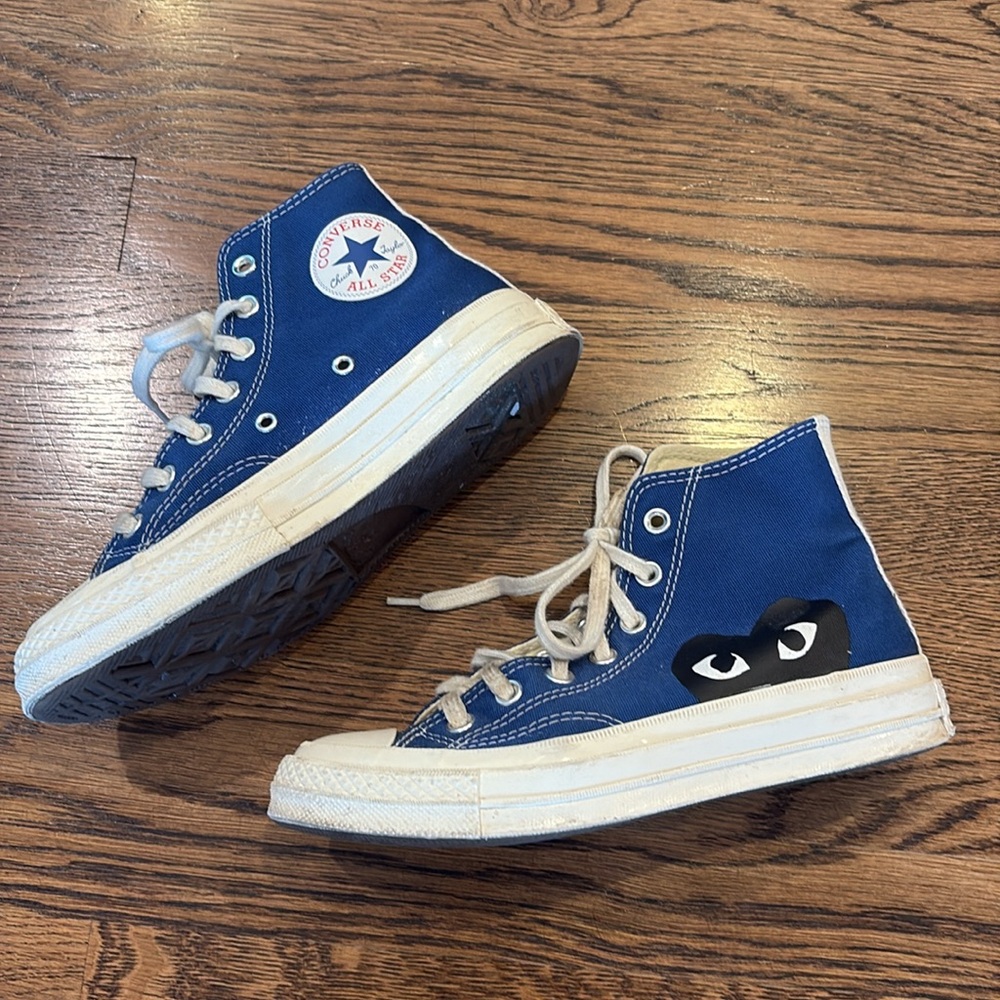 Comme des Garcons PLAY x Converse Blue High-Top Sneakers with Black Heart Logo
